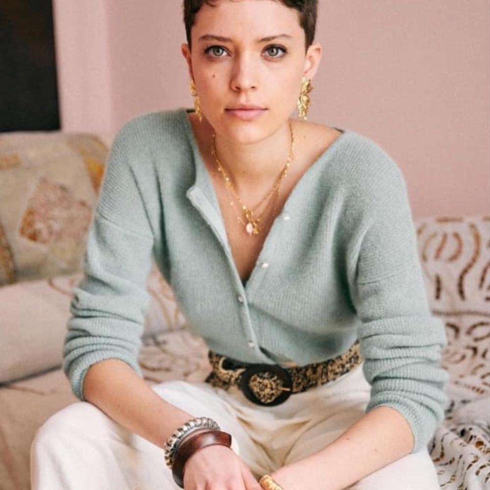 Sezane Gaspard Cardigan Celadon Size XS